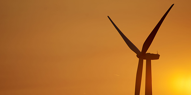 wind turbine at sunset